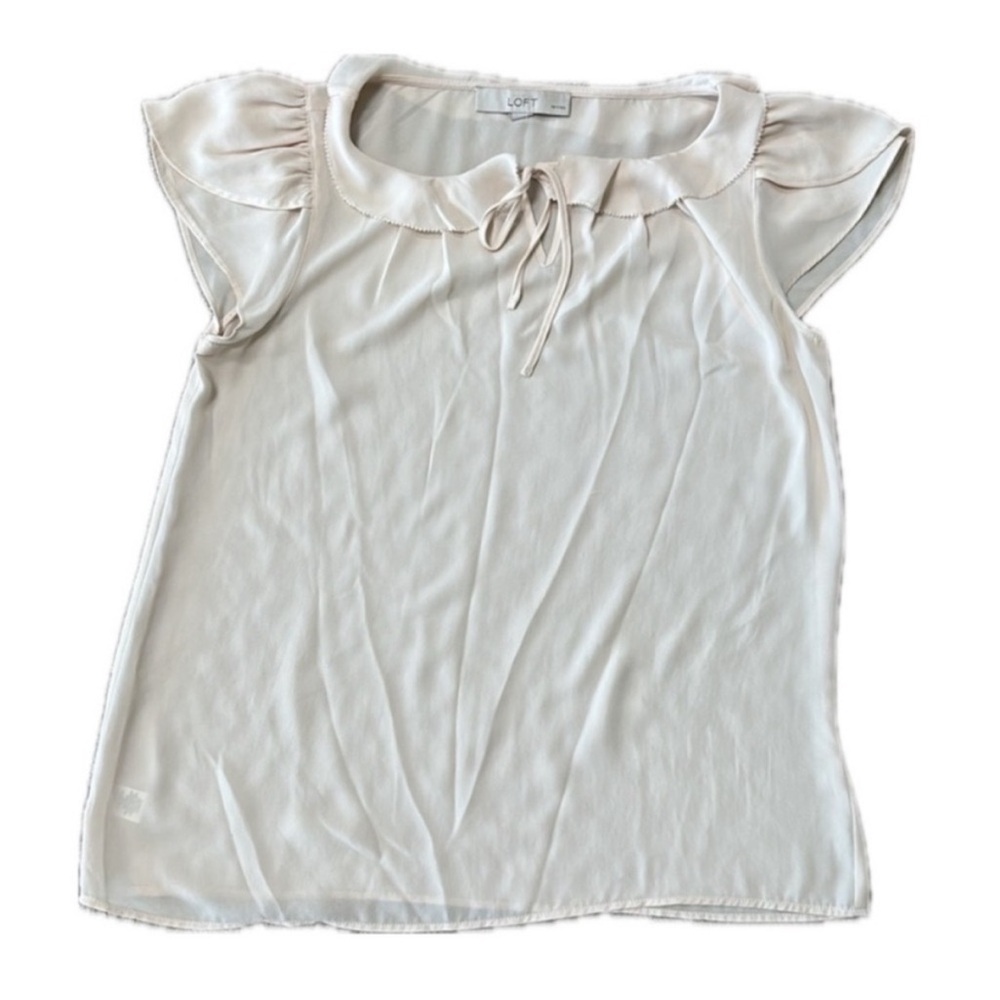 Light Peach Butterfly  Sleeves Tie Front Blouse with Cap Sleeves